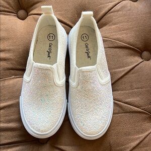 Cat & Jack Kids Glitter Slip-On Shoes - Cream